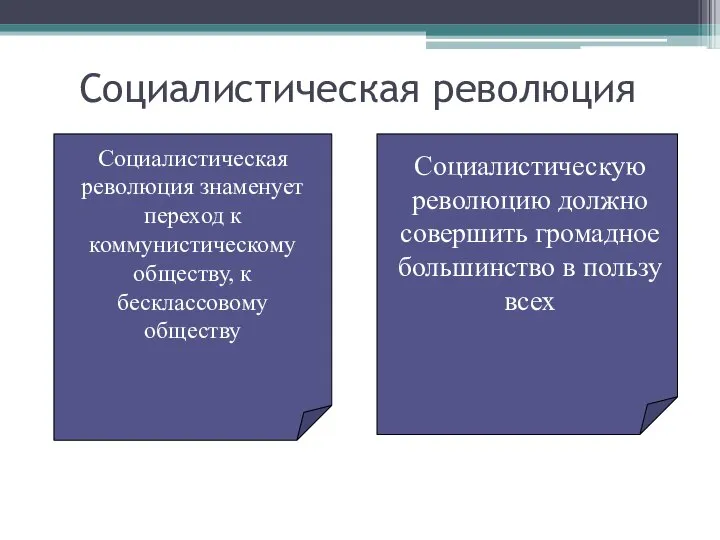 Социалистическая революция Социалистическая революция знаменует переход к коммунистическому обществу, к бесклассовому