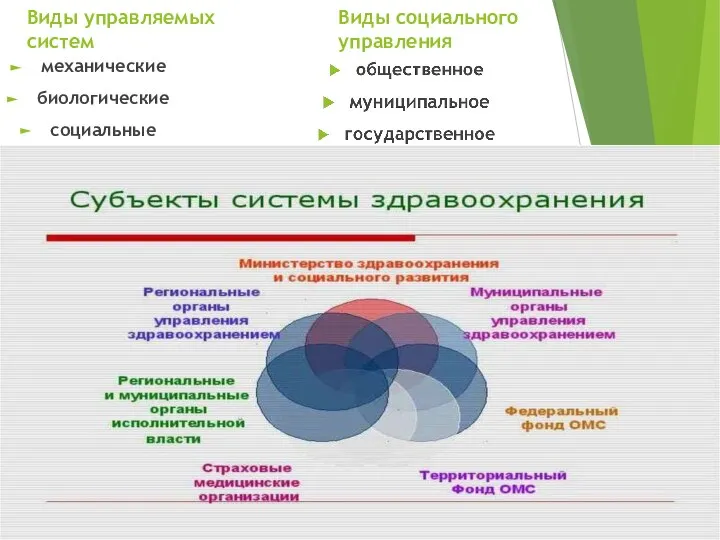 Виды управляемых систем механические биологические социальные Виды социального управления