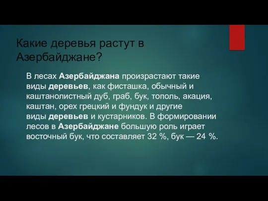 Какие деревья растут в Азербайджане? В лесах Азербайджана произрастают такие виды