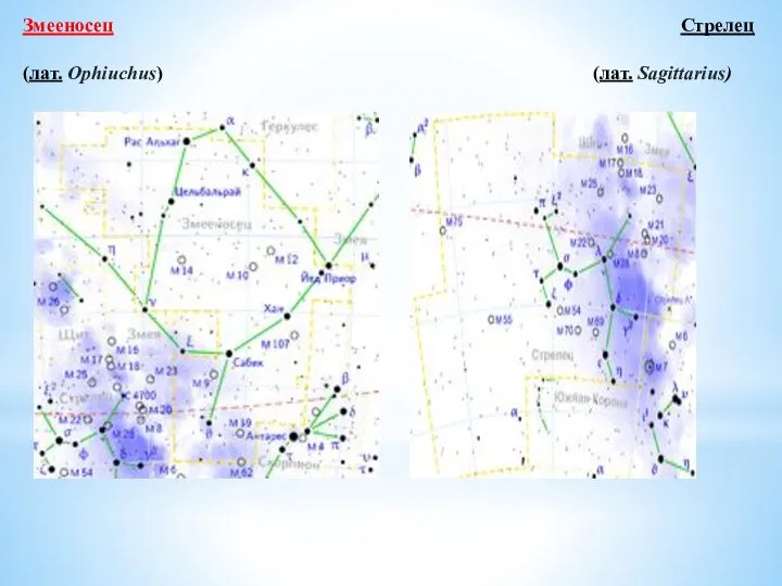 Змееносец Стрелец (лат. Ophiuchus) (лат. Sagittarius)