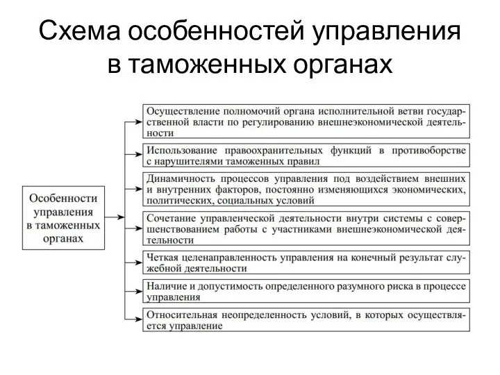 Схема особенностей управления в таможенных органах