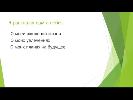 Я расскажу вам о себе… О моей школьной жизни О моих