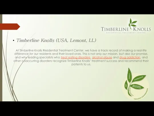 Timberline Knolls (USA, Lemont, I.L) At Timberline Knolls Residential Treatment Center,