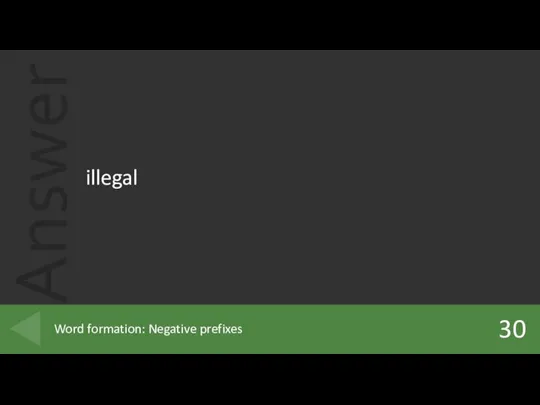 illegal 30 Word formation: Negative prefixes