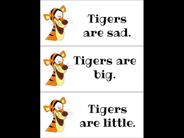 Tigers are big. Tigers are sad. Tigers are little.