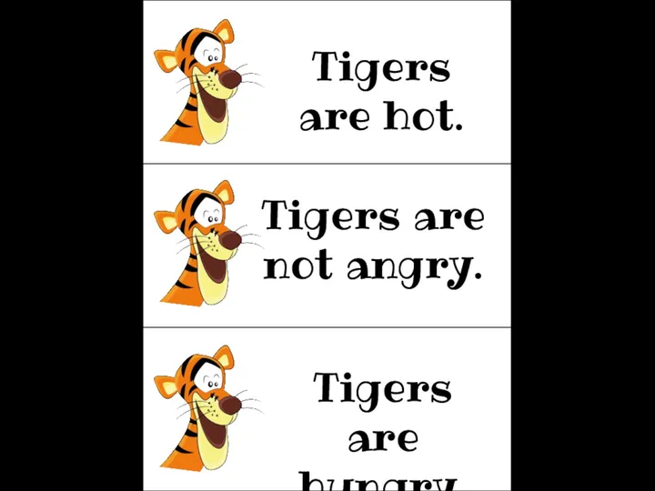 Tigers are not angry. Tigers are hot. Tigers are hungry.