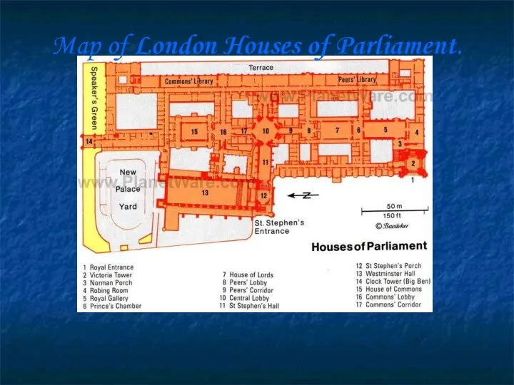 Map of London Houses of Parliament.