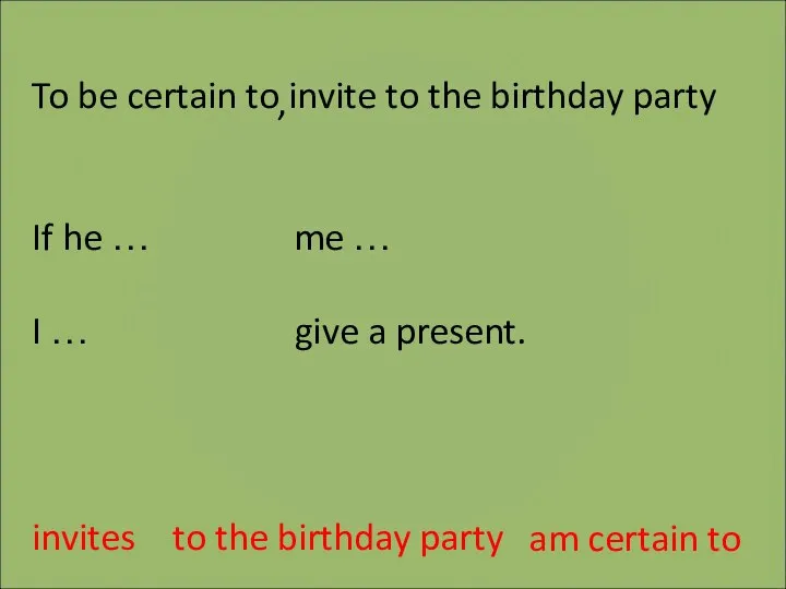 To be certain to invite to the birthday party If he