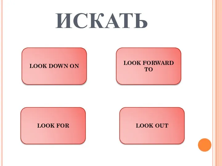 ИСКАТЬ LOOK DOWN ON LOOK OUT LOOK FOR LOOK FORWARD TO