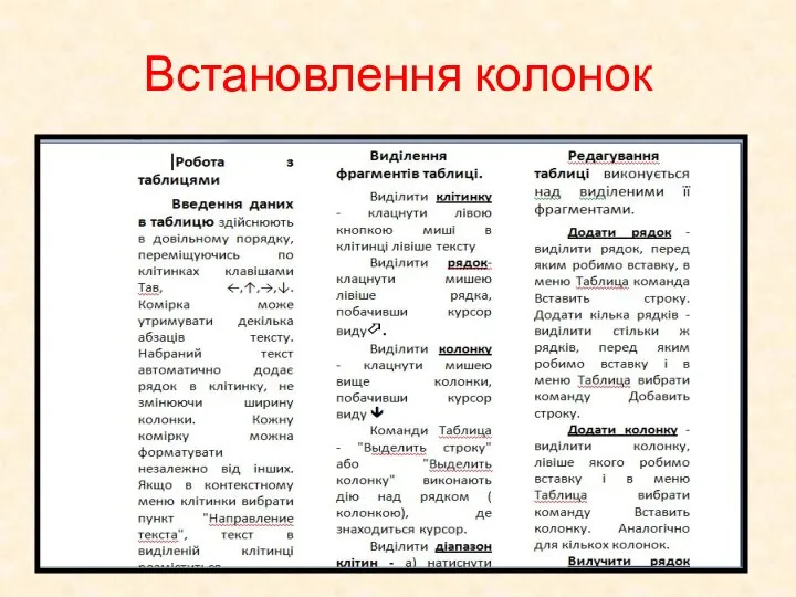 Встановлення колонок