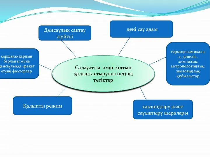 Салауатты өмір салтын қалыптастырушы негізгі тетіктер Денсаулық сақтау жүйесі дені сау