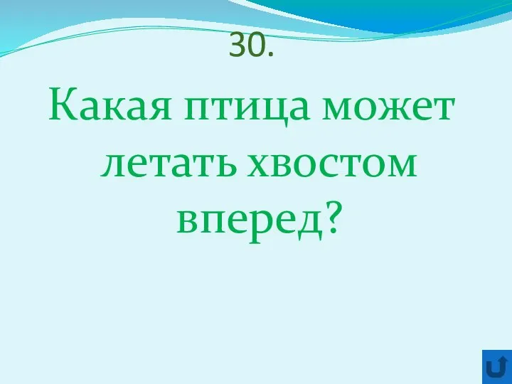 30. Какая птица может летать хвостом вперед?