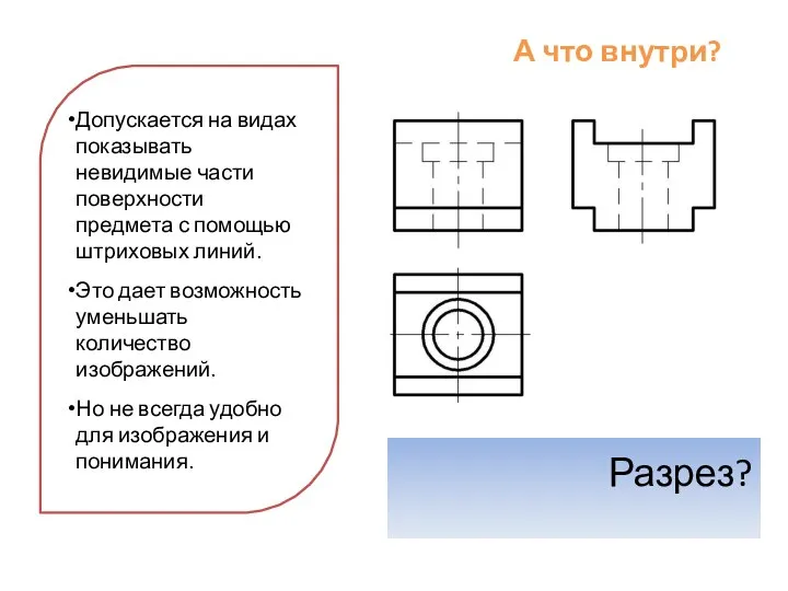 А что внутри? Допускается на видах показывать невидимые части поверхности предмета