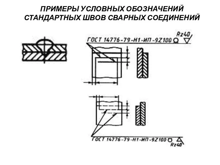 ПРИМЕРЫ УСЛОВНЫХ ОБОЗНАЧЕНИЙ СТАНДАРТНЫХ ШВОВ СВАРНЫХ СОЕДИНЕНИЙ