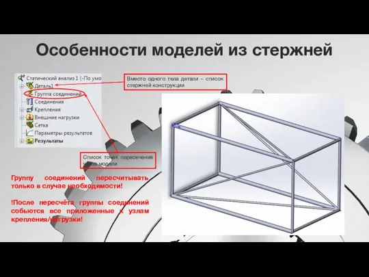 Список точек пересечения узлов модели Группу соединений пересчитывать только в случае