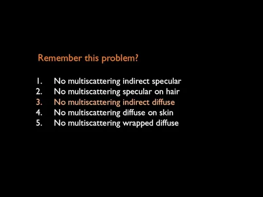 Remember this problem? No multiscattering indirect specular No multiscattering specular on