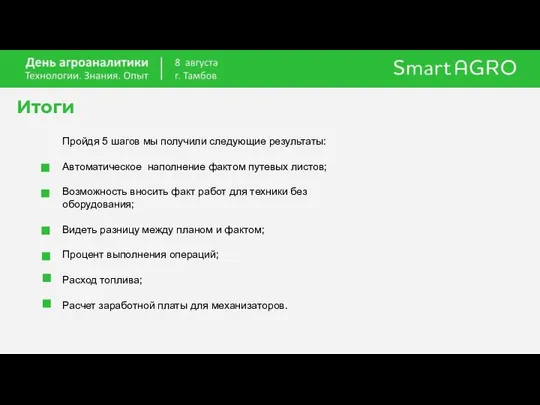 Итоги Пройдя 5 шагов мы получили следующие результаты: Автоматическое наполнение фактом