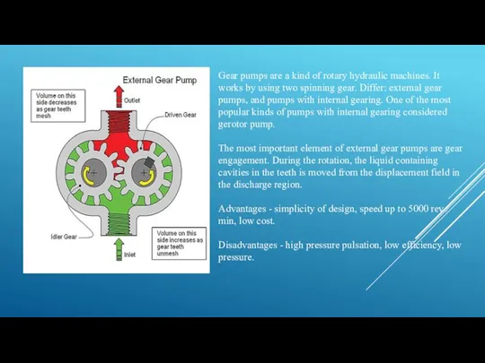 Gear pumps are a kind of rotary hydraulic machines. It works