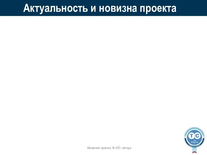 Актуальность и новизна проекта Название проекта. Ф.И.О. автора