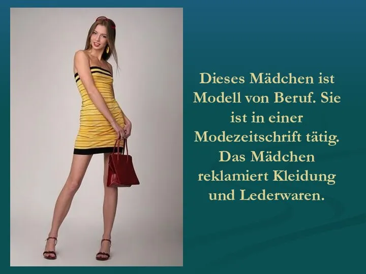 Dieses Mädchen ist Modell von Beruf. Sie ist in einer Modezeitschrift