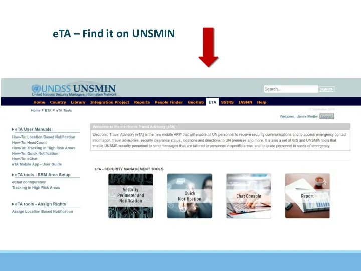 eTA – Find it on UNSMIN