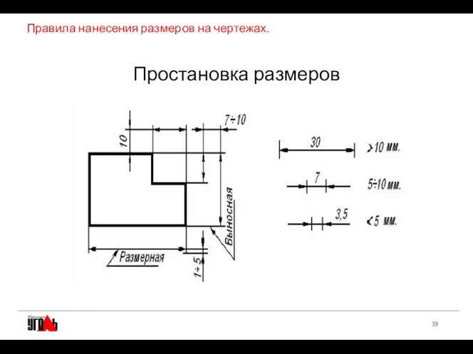 Правила нанесения размеров на чертежах. Простановка размеров