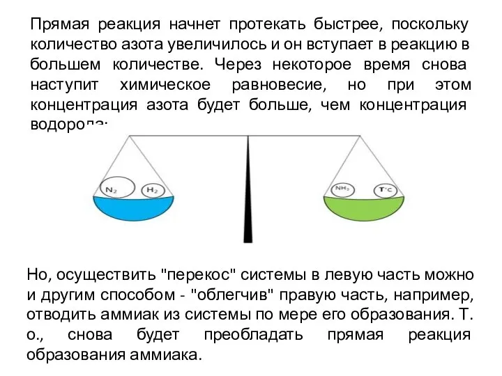 Прямая реакция начнет протекать быстрее, поскольку количество азота увеличилось и он