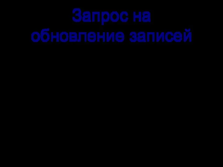 Запрос на обновление записей вносит общие изменения в группу записей одной или нескольких существующих таблицах.