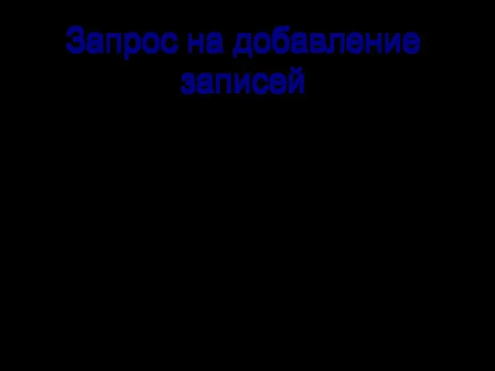 Запрос на добавление записей позволяет добавить группу записей из одной или