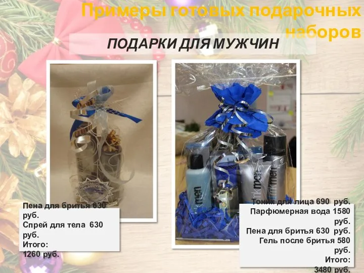 Примеры готовых подарочных наборов ПОДАРКИ ДЛЯ МУЖЧИН Тоник для лица 690