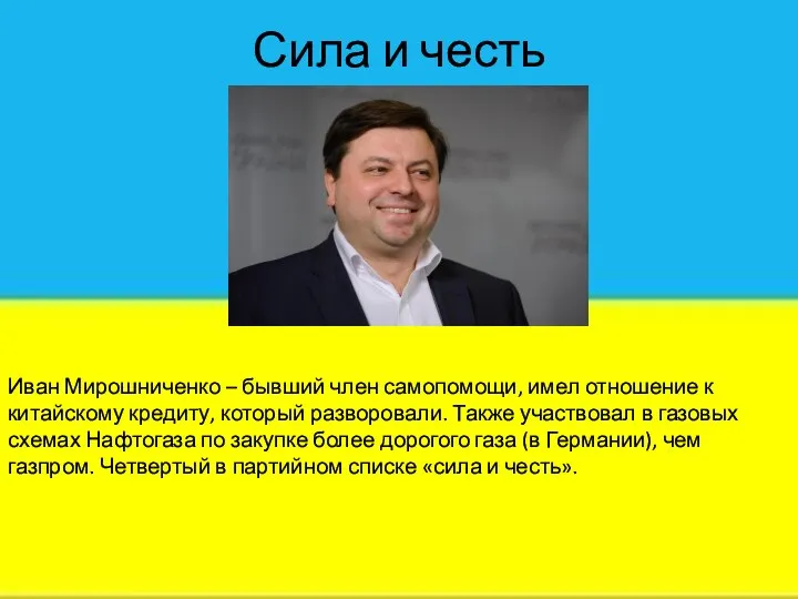 Сила и честь Иван Мирошниченко – бывший член самопомощи, имел отношение