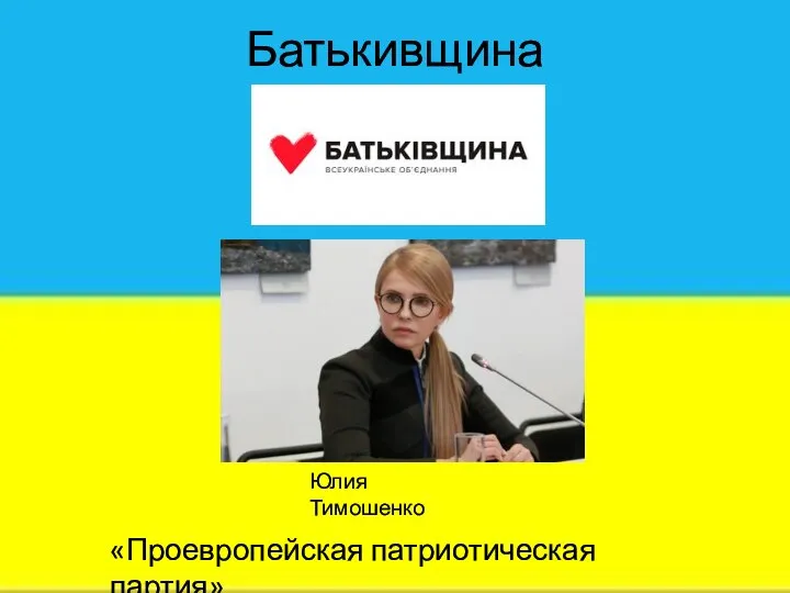 Батькивщина Юлия Тимошенко «Проевропейская патриотическая партия»