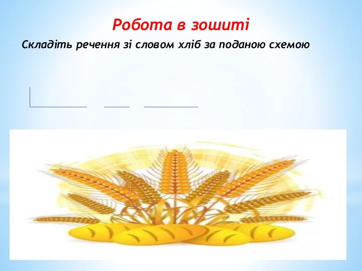 Робота в зошиті Складіть речення зі словом хліб за поданою схемою