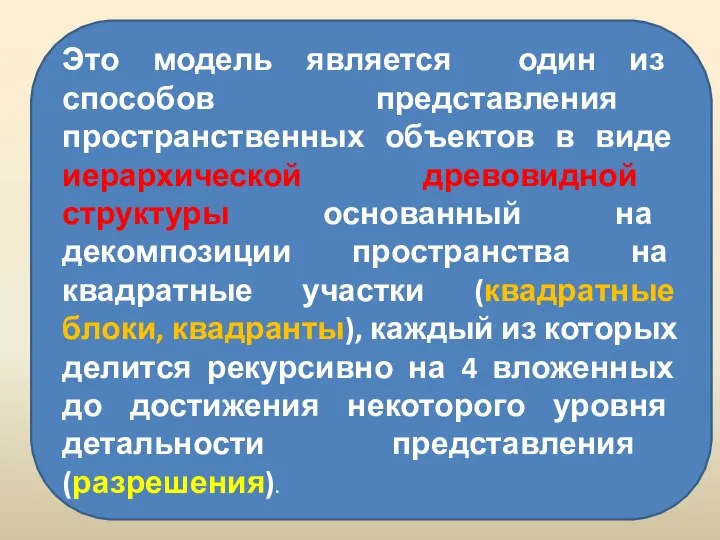 Это модель является один из способов представления пространственных объектов в виде