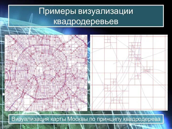 Примеры визуализации квадродеревьев Визуализация карты Москвы по принципу квадродерева