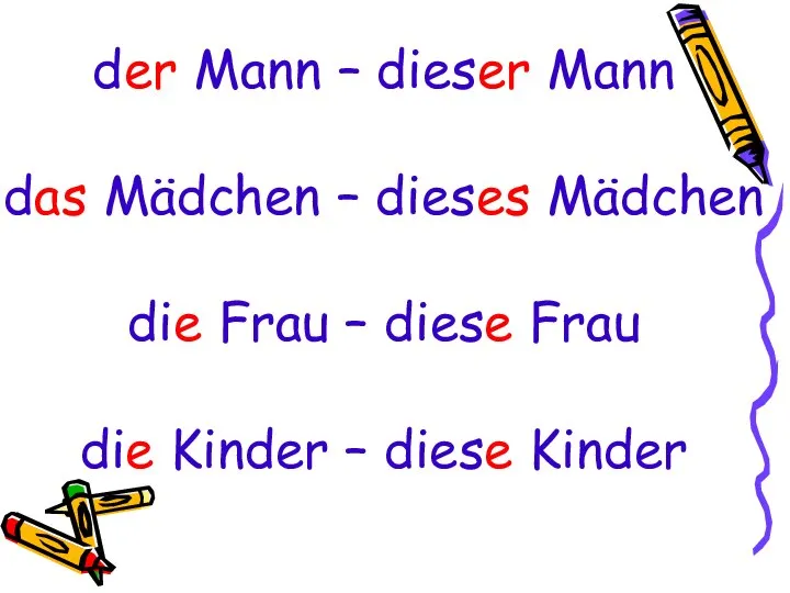 der Mann – dieser Mann das Mädchen – dieses Mädchen die