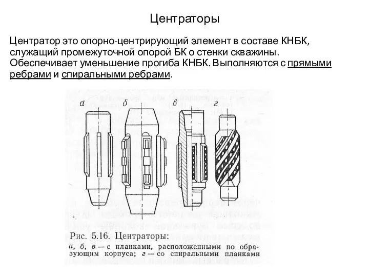 Центраторы Центратор это опорно-центрирующий элемент в составе КНБК, служащий промежуточной опорой