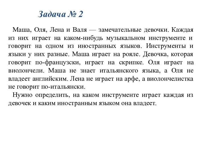 Маша, Оля, Лена и Валя — замечательные девочки. Каждая из них