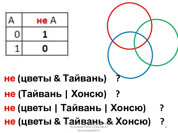 не (цветы | Тайвань | Хонсю) ? не (цветы & Тайвань