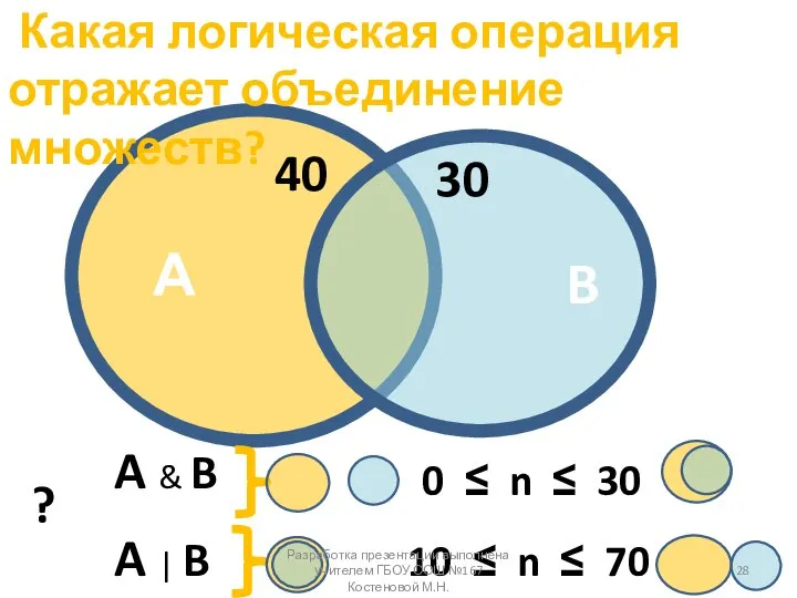 40 30 ? A & B A | B А B