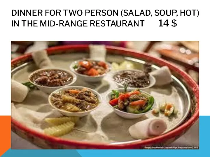 DINNER FOR TWO PERSON (SALAD, SOUP, HOT) IN THE MID-RANGE RESTAURANT 14 $