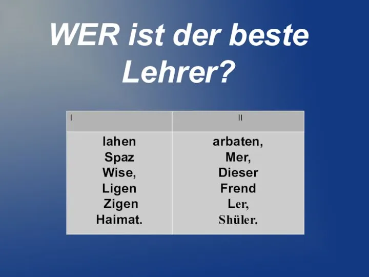 WER ist der beste Lehrer?