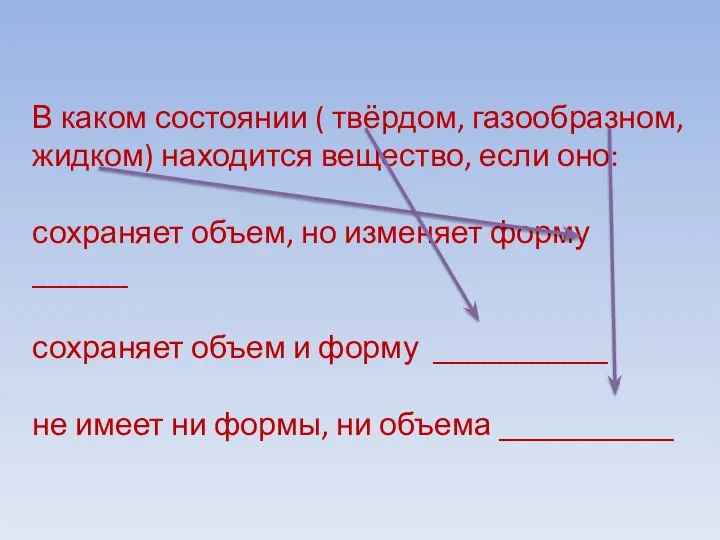 В каком состоянии ( твёрдом, газообразном, жидком) находится вещество, если оно: