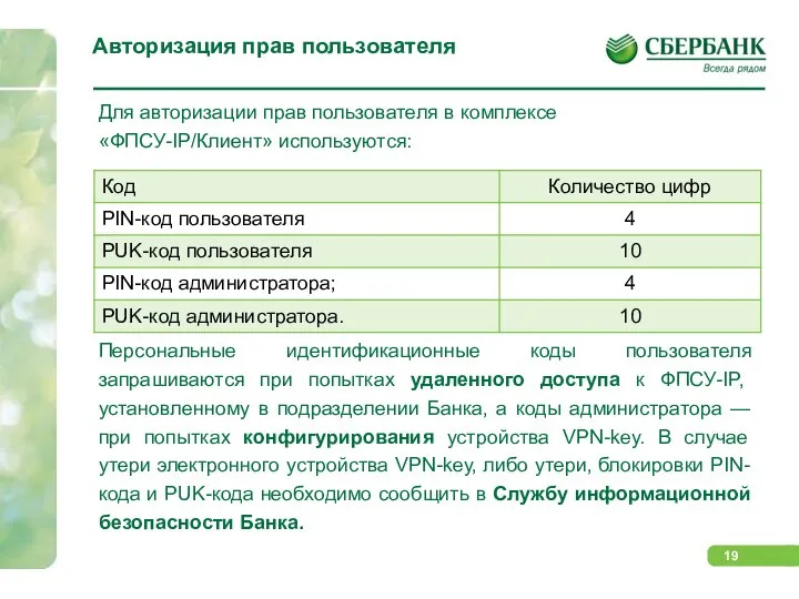 Авторизация прав пользователя Для авторизации прав пользователя в комплексе «ФПСУ-IP/Клиент» используются: