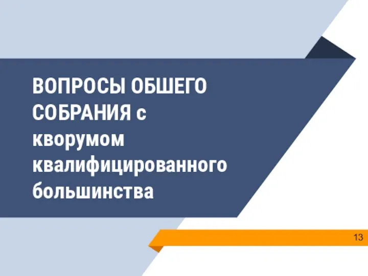 ВОПРОСЫ ОБШЕГО СОБРАНИЯ с кворумом квалифицированного большинства 13