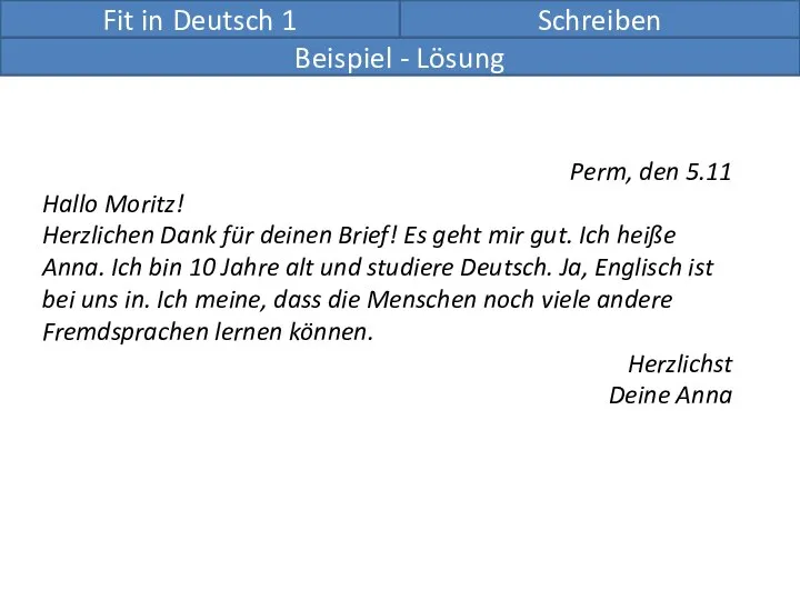 Perm, den 5.11 Hallo Moritz! Herzlichen Dank für deinen Brief! Es