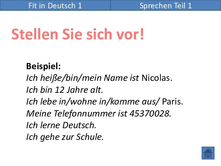 Fit in Deutsch 1 Sprechen Teil 1 Stellen Sie sich vor!