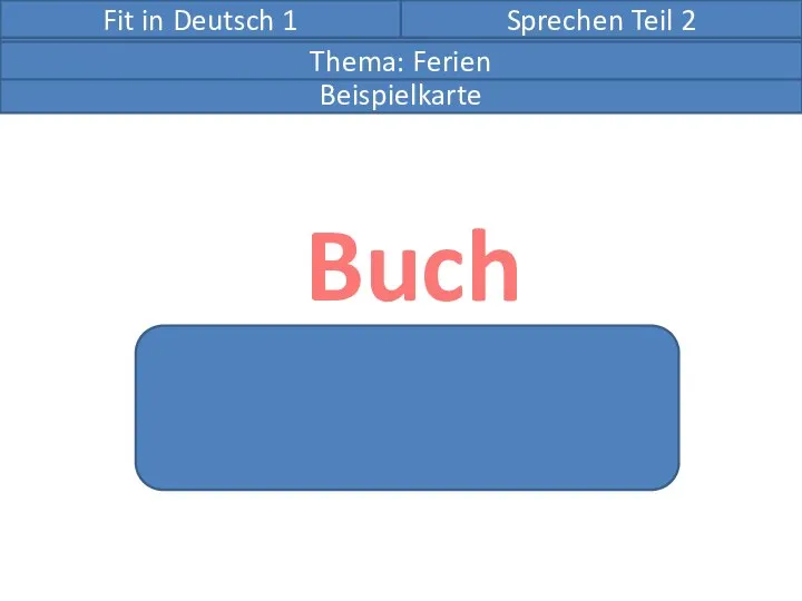 Fit in Deutsch 1 Sprechen Teil 2 Thema: Ferien Beispielkarte Buch