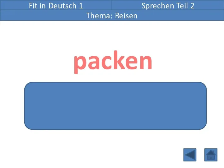 Fit in Deutsch 1 Sprechen Teil 2 packen Mögliche Frage: Wirst