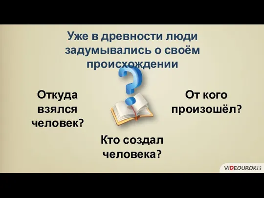 Кто создал человека? Откуда взялся человек? От кого произошёл? Уже в